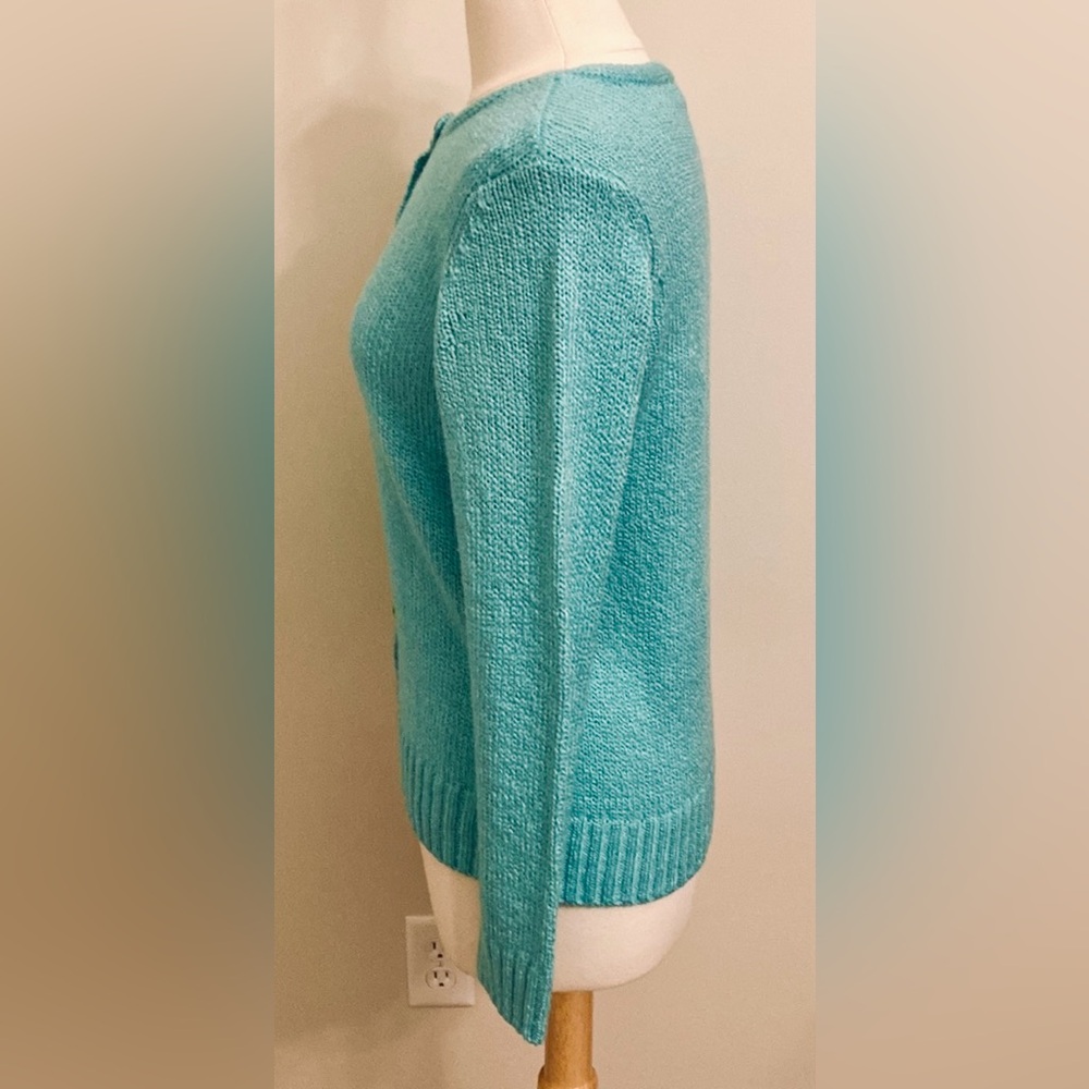 Haymaker Vintage Caribbean Blue Button Down Long Sleeve Knit Cardigan Sweater M - Picture 5 of 9